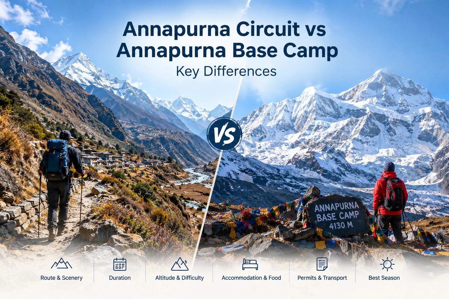 Annapurna Circuit vs Annapurna Base Camp trek comparison in Nepal Himalayas