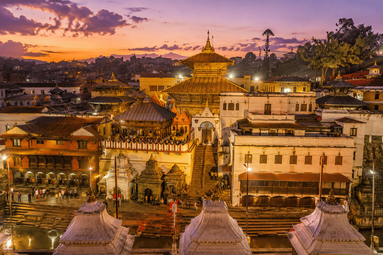 Pashupatinath Temple pagoda roof beside the Bagmati River, Kathmandu